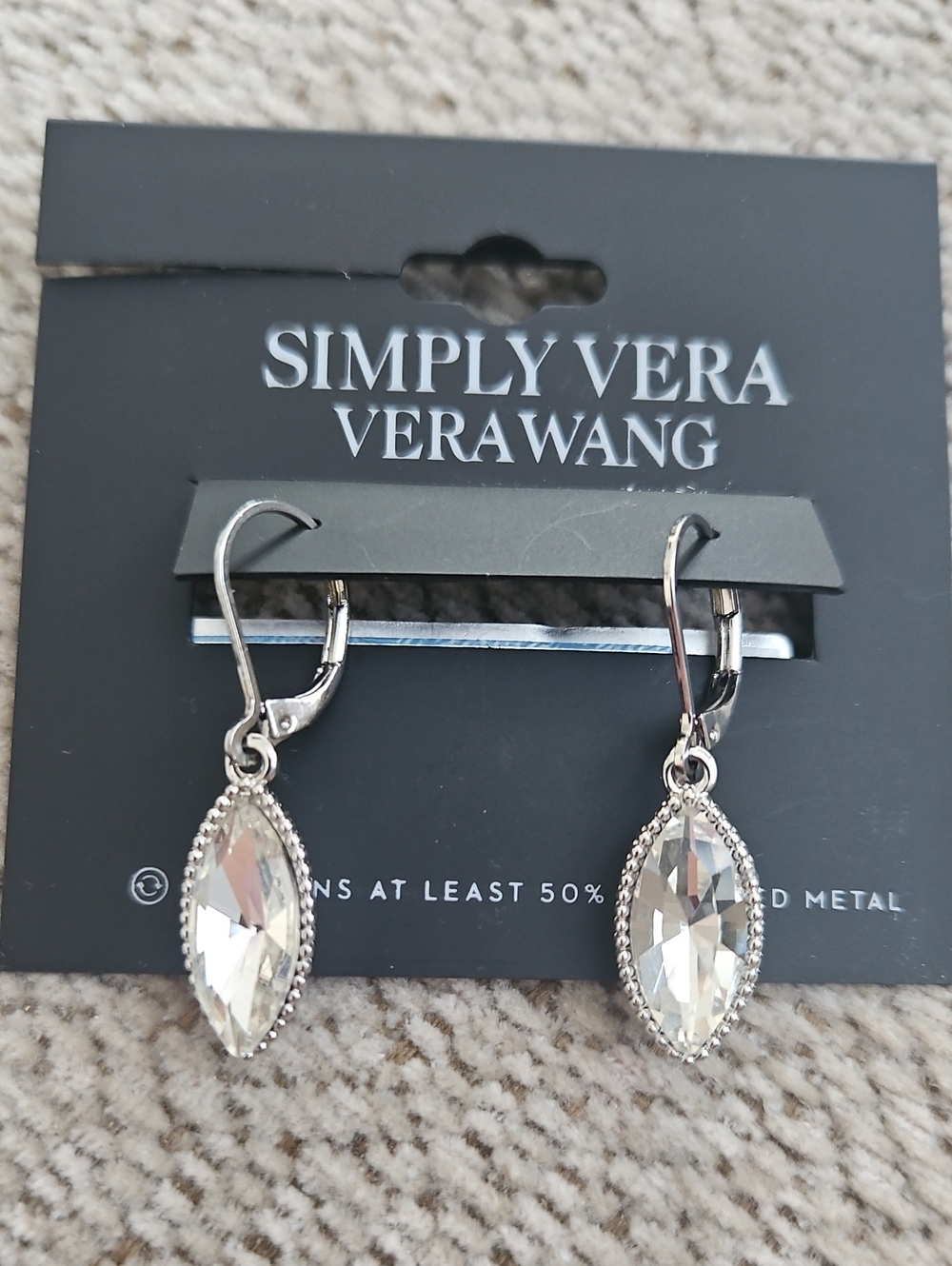 Simply Vera Vera Wang Silver Tone Marquise-Shape Rhinestone Drop Earrings